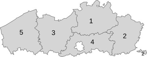 Mapa de Flandes, con sus cinco provincias