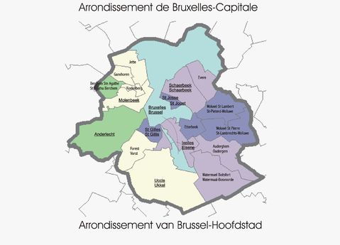 Mapa de los municipios de la Región de Bruselas-Capital