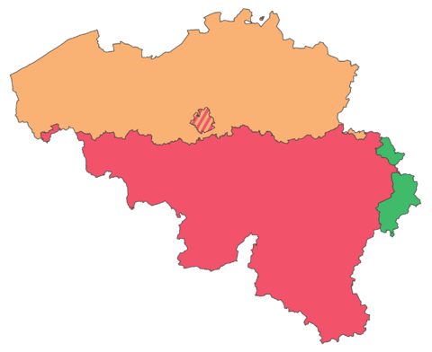 Mapa de las comunidades de Bélgica