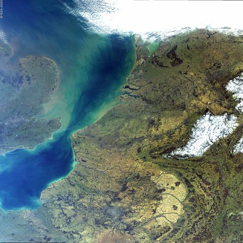 Satellite view centered on Belgium
