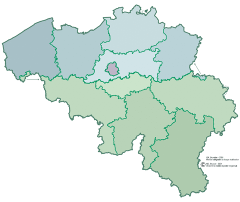 Mapa en blanco de las provincias de Bélgica