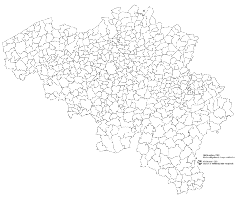 Blank map of the municipalities of Belgium