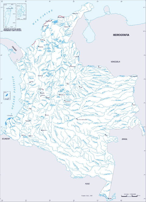 Mapa hidrográfico de Colombia