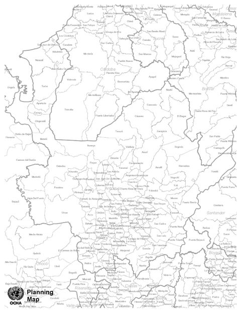 Mapa mudo de Antioquia
