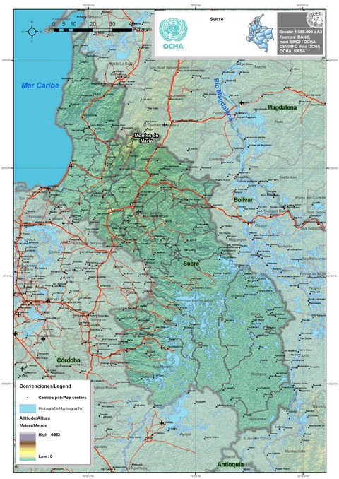 Physical map of Sucre