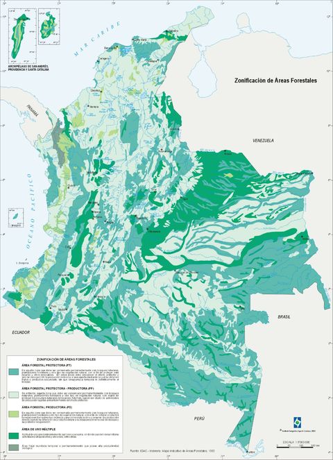 Forest areas of Colombia