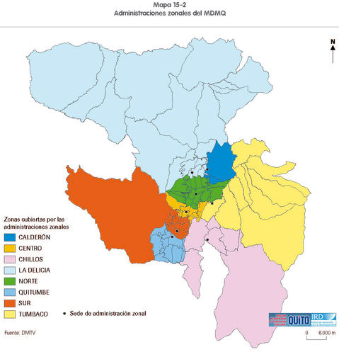 The administrative zones of the Metropolitan District of Quito 2001 The administrative zones of the Metropolitan District of Quito 2001