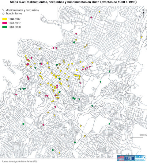 Deslizamientos, derrumbes y hundimientos en Quito de 1900 a 1988