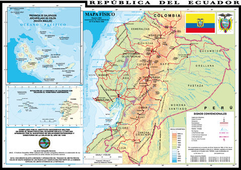 Physical map of Ecuador 