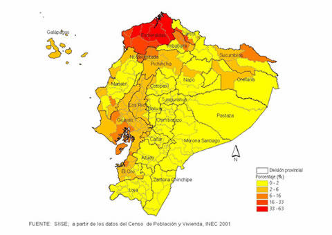 Distribución geográfica de la población Afroecuatoriana 