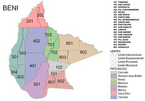 Provinces of the Department of Beni