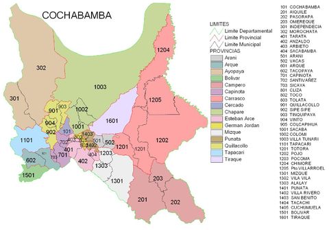 Provinces of the Department of Cochabamba