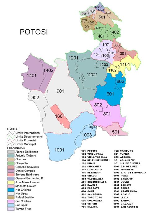Provinces of the Department of Potosi