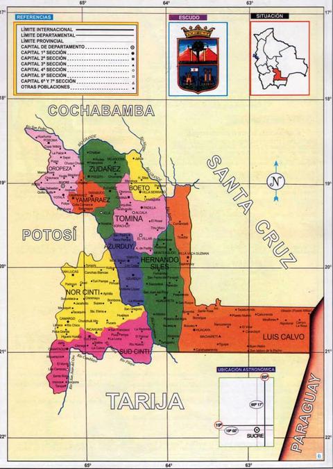 Mapa del Departamento de Chuquisaca Mapa del Departamento de Chuquisaca