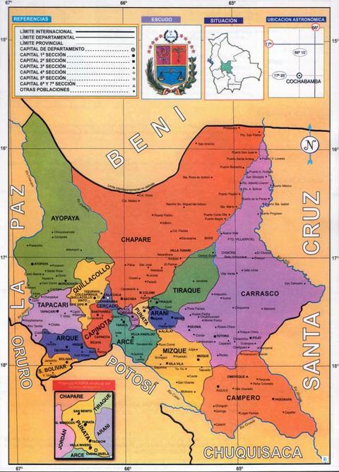 Mapa del Departamento de Cochabamba