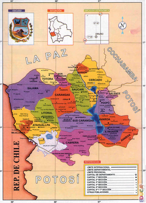 Mapa del Departamento de Oruro Mapa del Departamento de Oruro
