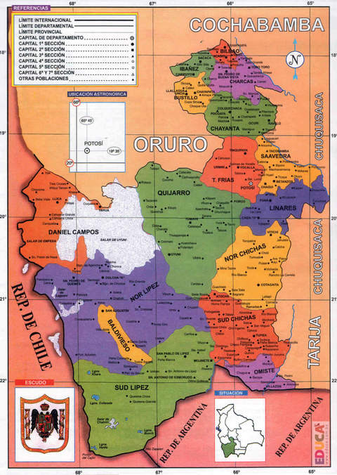 Map of the Department of Potosi