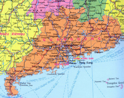 Guandong Province Map, China