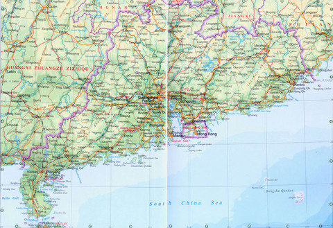 Physical map of Guandong, China