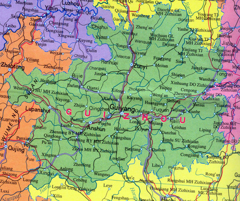 Mapa de Guizhou