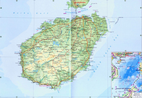 Mapa físico de Hainan