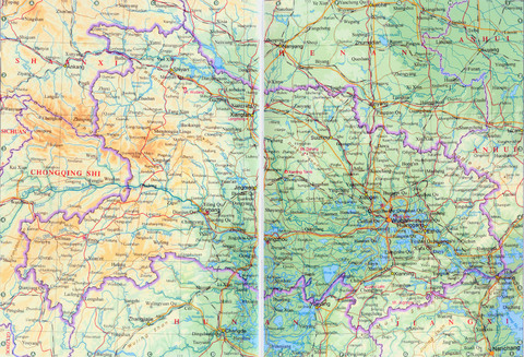 Physical map of Hubei