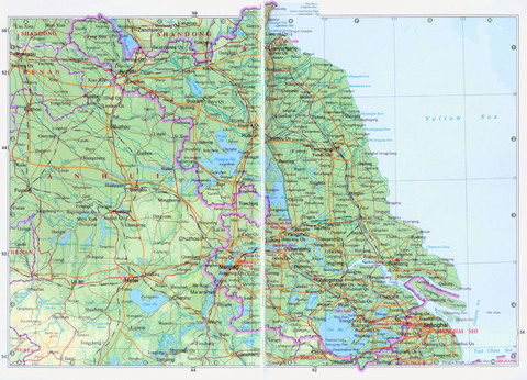Physical map of Jiangsu, China