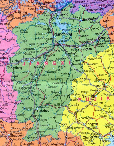 Jiangxi Province Map, China