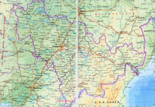 Mapa físico de Jilin