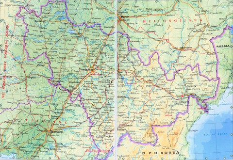 Physical map of Jilin