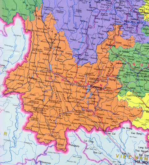 Mapa de Yunnan