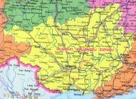 Guangxi Zhuang Autonomous Region Map, China Guangxi Zhuang Autonomous Region Map, China