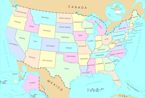 Mapa político de Estados Unidos