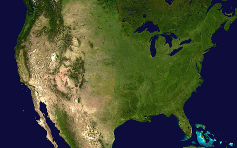 Vista satelital de los Estados Unidos