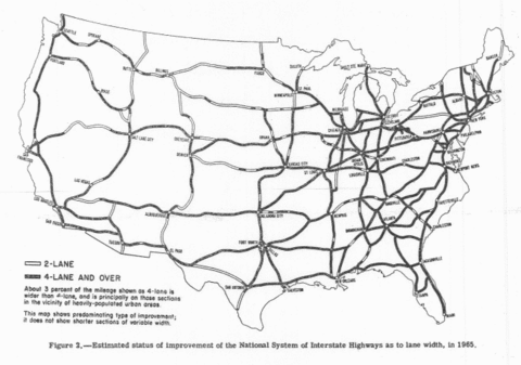 El planeado sistema de autopistas interestatales 1965