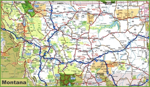 Mapa de carreteras de Montana