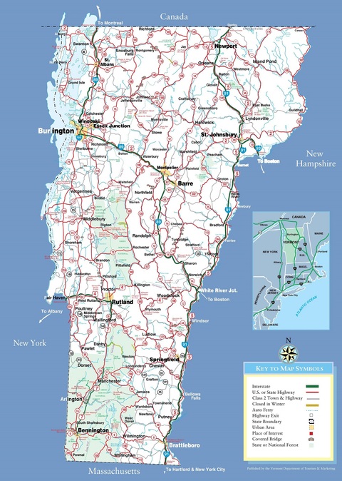 Mapa de Vermont