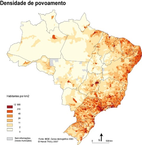 Population density of Brazil