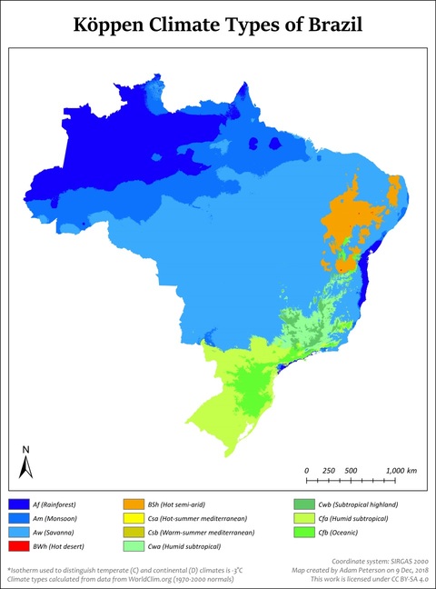 Brazil climate map