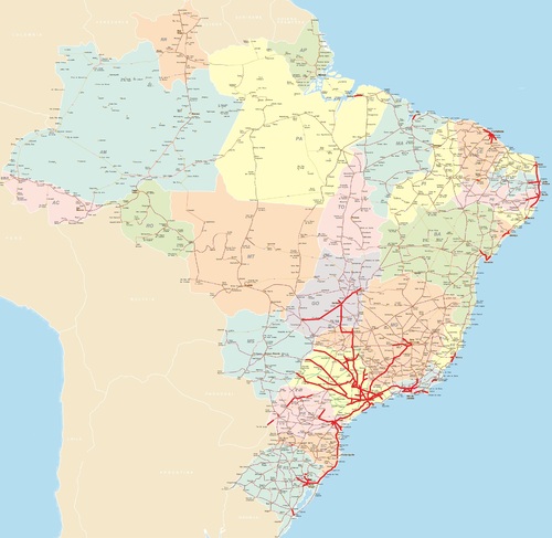 Mapa de carreteras de Brasil 