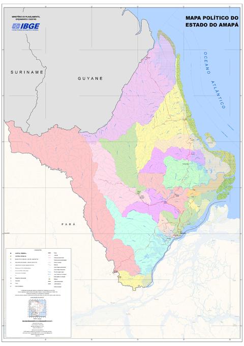 Political map of the State of Amapá, Brazil Political map of the State of Amapá, Brazil