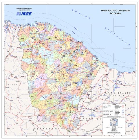 Political map of the State of Ceará, Brazil
