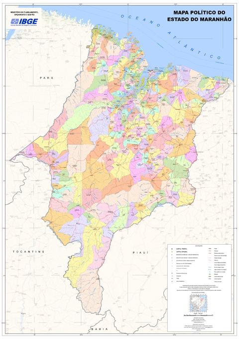 Political map of the State of Maranhão, Brazil