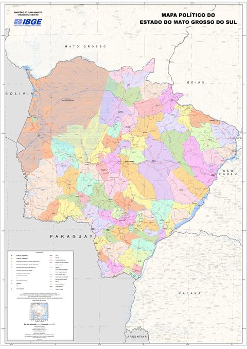 Political map of the State of Mato Grosso do Sul, Brazil Political map of the State of Mato Grosso do Sul, Brazil