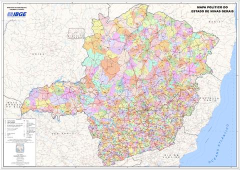 Political map of the State of Minas Gerais, Brazil Political map of the State of Minas Gerais, Brazil
