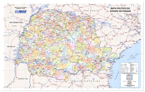 Political map of the State of Paraná, Brazil Political map of the State of Paraná, Brazil