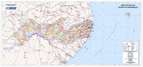 Political map of the State of Pernambuco, Brazil