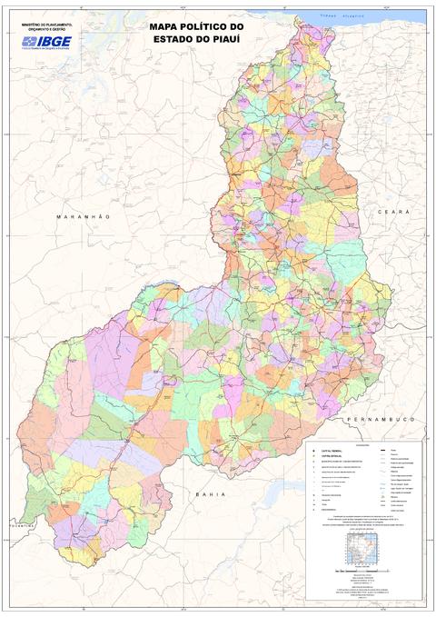 Political map of the State of Piauí, Brazil