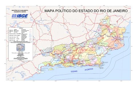 Political map of the State of Rio de Janeiro, Brazil
