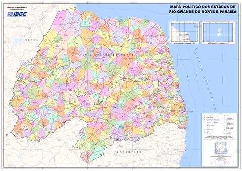 Political map of the State of Rio Grande do Norte, Brazil